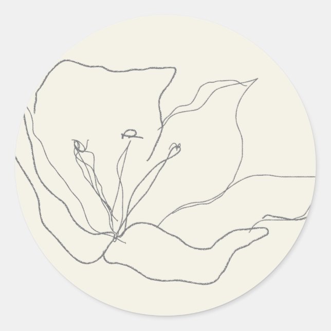 Moderne zarte, weiche Eggshell Floral Runder Aufkleber (Vorderseite)