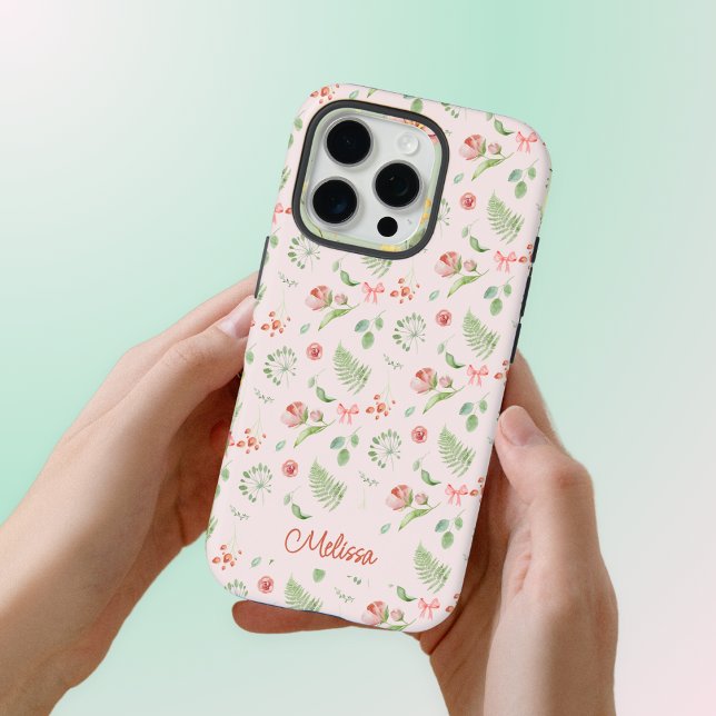 Moderne, zauberhafte rosa grüne Blumenband mit Nam Case-Mate iPhone Hülle (Von Creator hochgeladen)