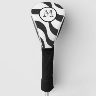 Moderne Zebra-Monogramm-Schwarz-weiße Streifen Golf Headcover