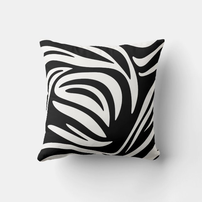 Moderne Zebra Streifen Abstraktes Design Kissen (Rückseite)