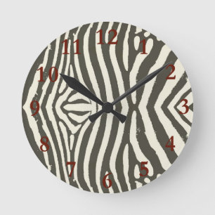 Moderne Zebrastreifen-Tierdruckmuster Runde Wanduhr