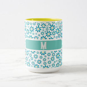 Moderne zeitgenössische Gänseblümchen-Initiale Zweifarbige Tasse