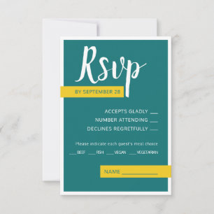 Moderne, zeitgenössische grüne und gelbe Hochzeit  RSVP Karte