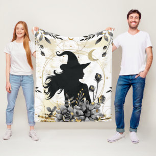 Moderne zeitgenössische Halloween-Hexe 3 Fleecedecke