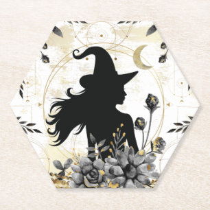 Moderne zeitgenössische Halloween-Hexe 3 Untersetzer