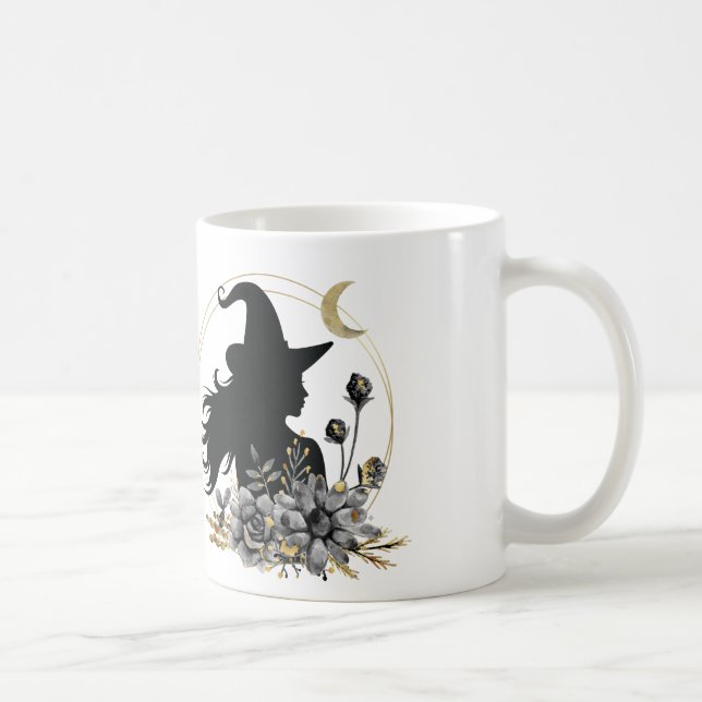 Moderne zeitgenössische Halloween-Hexe Kaffeetasse (Rechts)