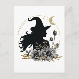 Moderne zeitgenössische Halloween-Hexe Postkarte