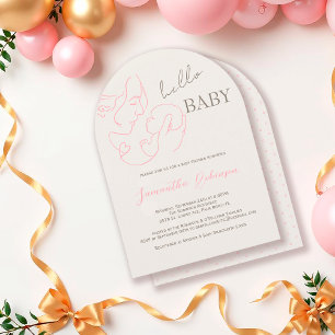 Moderne zeitgenössische Hello Baby Girl Baby Dusch Einladung
