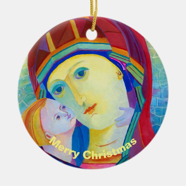 Moderne zeitgenössische Jungfrau Mary Unsere Dame  Keramik Ornament (Vorne)