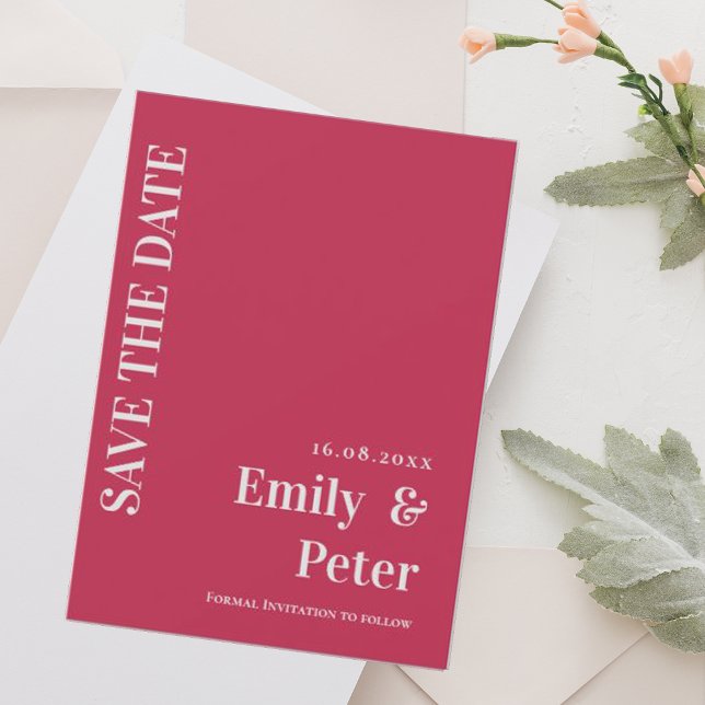 Moderne zeitgenössische Magenta Minimalistisch Hoc Save The Date (Von Creator hochgeladen)
