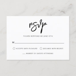 Moderne zeitgenössische Schwarz-weiße Hochzeit RSVP Karte