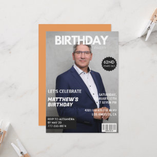 Moderne Zeitschrift Cover für ihn 62. Geburtstag Einladung