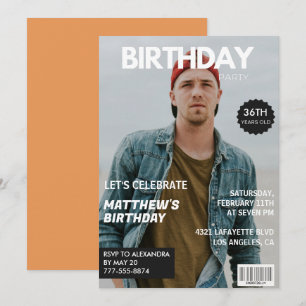 Moderne Zeitschriftencover für ihn 36. Geburtstag Einladung