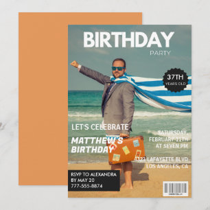 Moderne Zeitschriftencover für ihn 37. Geburtstag Einladung