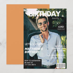 Moderne Zeitschriftencover für ihn 43. Geburtstag Einladung