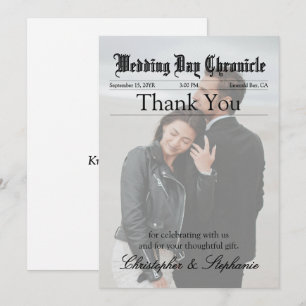 Moderne Zeitung Hochzeit ein Foto Elegantes Drehbu Dankeskarte