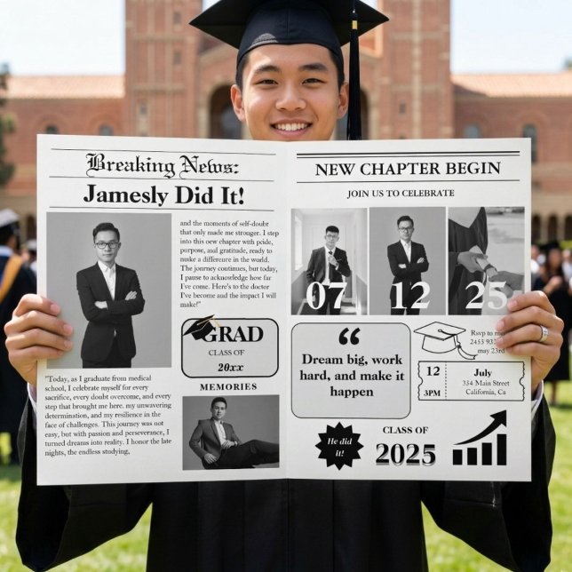Moderne Zeitung Minimalistischer Uni-Abschluß Einladung (Von Creator hochgeladen)