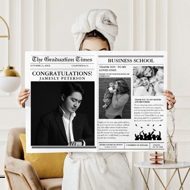 Moderne Zeitung Minimalistischer Uni-Abschluß Einladung (Von Creator hochgeladen)