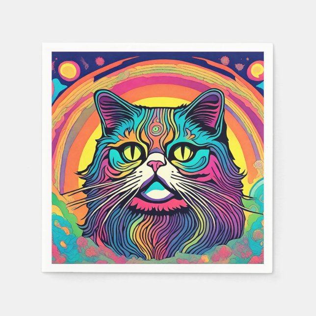 Moderne Zen Cat Serviette (Vorderseite)