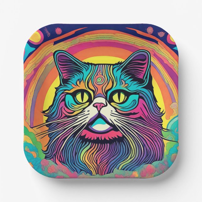 Moderne Zen-Katze  Pappteller (Vorderseite)