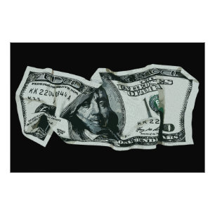 Moderne zerknitterte 100-Dollar-Schein-Gestaltung Fotodruck
