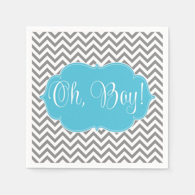 Moderne Zickzack Aquamarine Blue Gray Baby Dusche Serviette (Vorderseite)