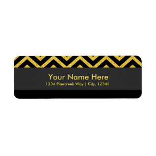 Moderne, Zickzack Black & Gold-elegante Adressenma