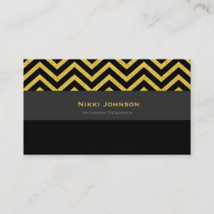 Moderne Zickzack Black & Gold Glam Business Card Visitenkarte