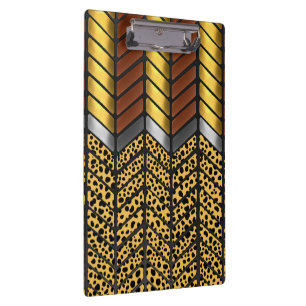 Moderne Zickzack-Chevron-Gepard-Tierdruck Klemmbrett