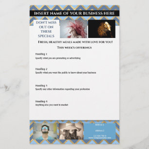 Moderne Zickzack Goldblauer 6-Foto-Haarstylistin Flyer