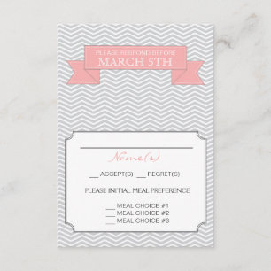 Moderne Zickzack Hochzeitskarte Rosa RSVP Karte