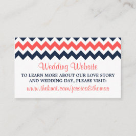 Moderne Zickzack Hochzeitskollektion Navy & Coral Begleitkarte