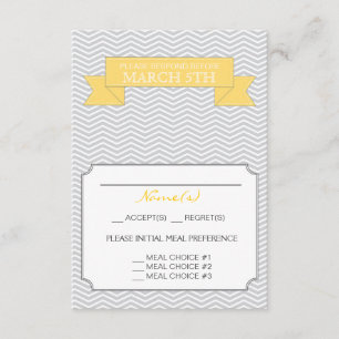 Moderne Zickzack Hochzeitstorte gelb RSVP Karte