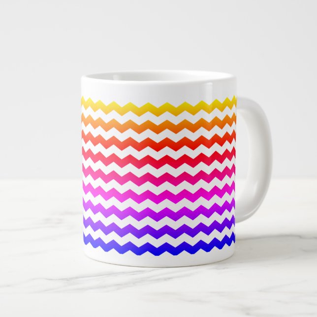 Moderne Zickzack Rainbow-Muster Tasse (Vorderseite Rechts)