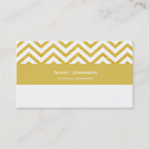 Moderne Zickzack White & Gold Glam Business Card Visitenkarte