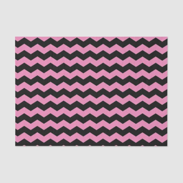 Moderne Zickzack Zigzag Schwarz/Rosa Muster Seidenpapier (Vorderseite)