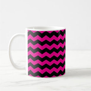 Moderne Zickzack ZigZag Schwarz und Hot Pink Magen Kaffeetasse