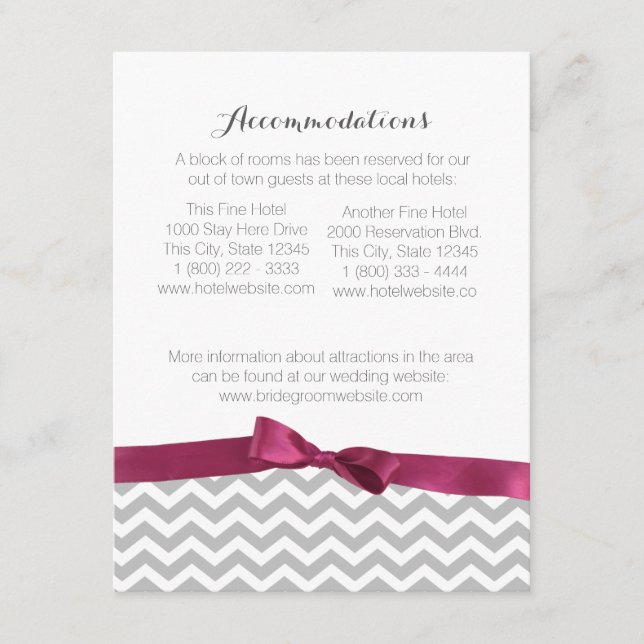 Moderne Zigzag-Muster und Bow-Informationskarte Begleitkarte (Vorderseite)