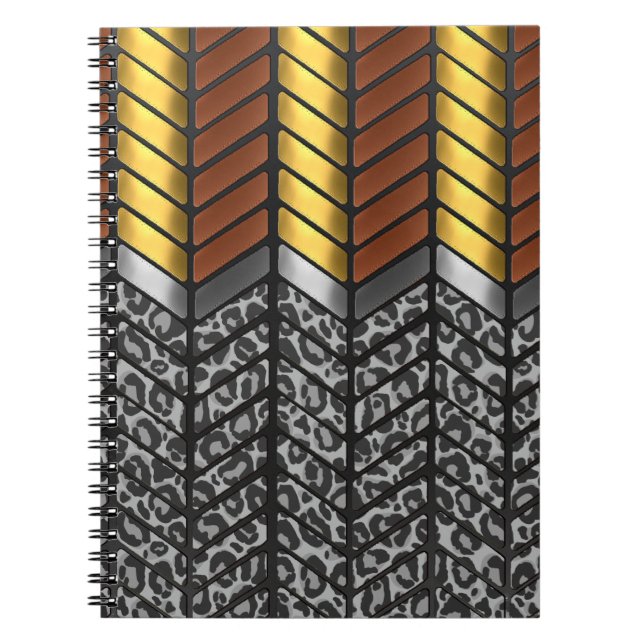 Moderne Zigzag Zickzack Snow Leopard Tierdruckerei Notizblock (Vorderseite)