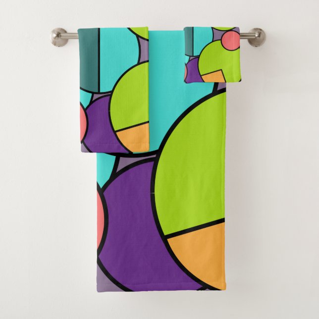 Moderne Zirkelkollage Mitte des Jahrhunderts Badhandtuch Set (Insitu)