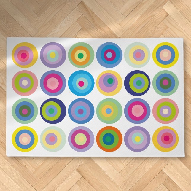Moderne Zirkeln des Mitteljahrhunderts Muster farb Fußmatte (Mid Century Modern Circles Pattern Colorful Doormat)