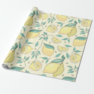 Moderne Zitrone Citrus Sommer gelb Personalisiert Geschenkpapier
