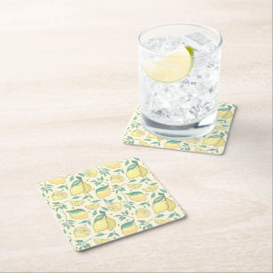 Moderne Zitrone Citrus Sommer gelb Personalisiert  Rechteckiger Pappuntersetzer