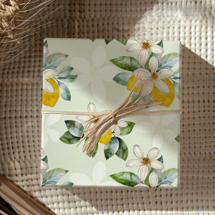 Moderne Zitronen-Blumen-Zitrus-Hochzeit Geschenkpapier Set