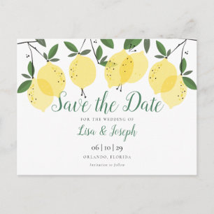 Moderne Zitronen Elegante Save-the-Date-Karte Postkarte