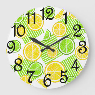 Moderne Zitronen-Limonen-Küche  Große Wanduhr