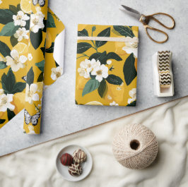 Moderne Zitronen-Zitrus-Blumen-Schmetterlings-Must Geschenkpapier