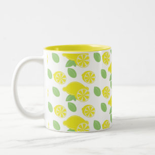 Moderne Zitronenblätter Gelb Zweifarbige Tasse