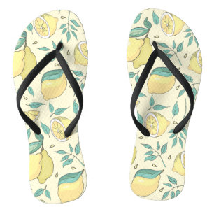 Moderne Zitronenfrüchte Sommergelb Personalisiert Flip Flops