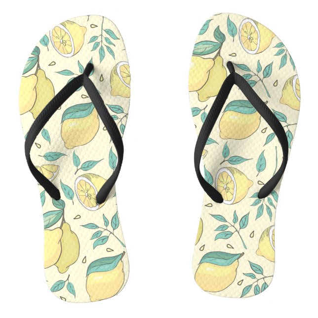 Moderne Zitronenfrüchte Sommergelb Personalisiert Flip Flops (Fußbett)